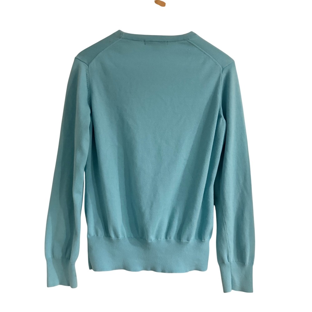 Preppy Brooks Brothers 346 Turquoise Supima Cotton V-Neck Cardigan Sweater Sz L - Picture 2 of 7